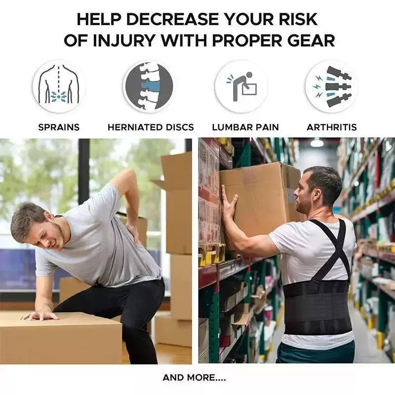Work Back Support Belt With Shoulder Straps