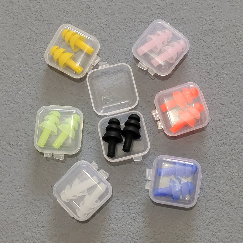 Waterproof Silicone Swimming Ear Plugs with Storage Box