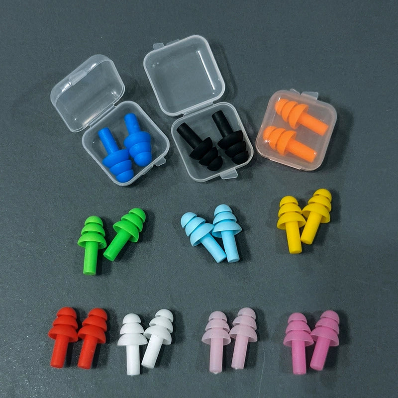 Waterproof Silicone Swimming Ear Plugs with Storage Box