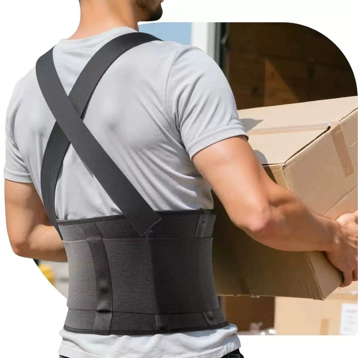 Work Back Support Belt With Shoulder Straps