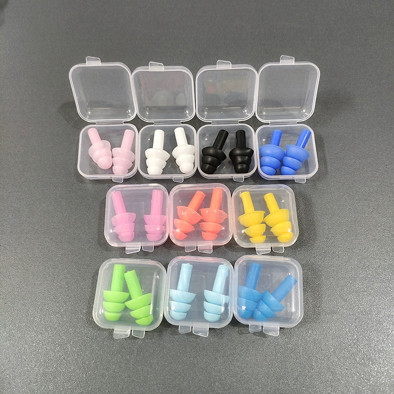 Waterproof Silicone Swimming Ear Plugs with Storage Box